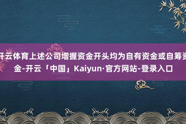 开云体育上述公司增握资金开头均为自有资金或自筹资金-开云「中国」Kaiyun·官方网站-登录入口