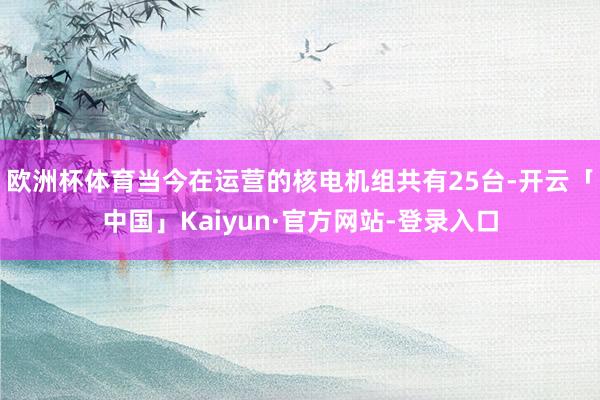 欧洲杯体育当今在运营的核电机组共有25台-开云「中国」Kaiyun·官方网站-登录入口