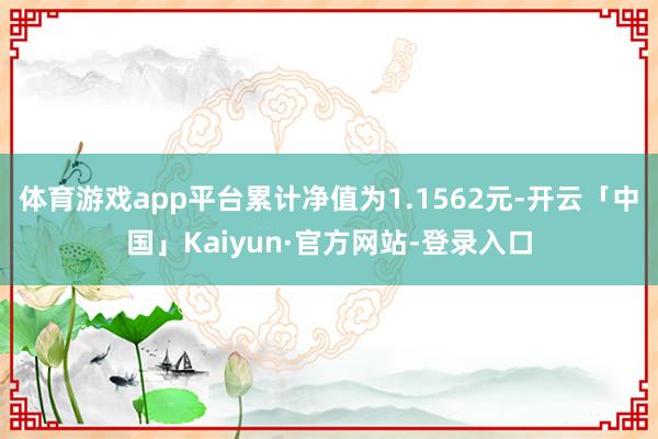 体育游戏app平台累计净值为1.1562元-开云「中国」Kaiyun·官方网站-登录入口