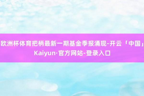 欧洲杯体育把柄最新一期基金季报涌现-开云「中国」Kaiyun·官方网站-登录入口