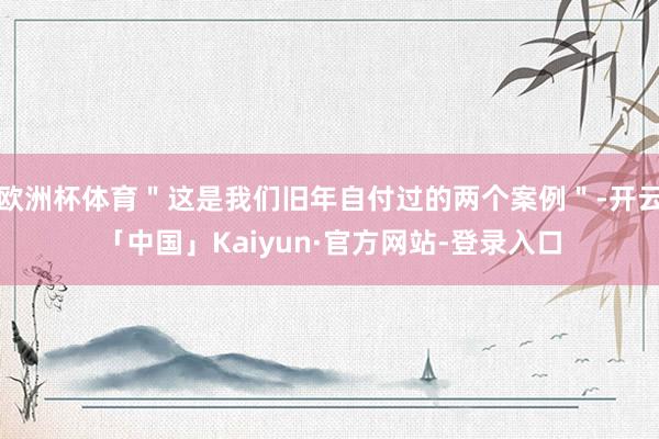 欧洲杯体育＂这是我们旧年自付过的两个案例＂-开云「中国」Kaiyun·官方网站-登录入口