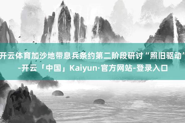 开云体育加沙地带息兵条约第二阶段研讨“照旧驱动”-开云「中国」Kaiyun·官方网站-登录入口